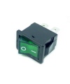 Rocker Switch Green ON/OFF DPST (with lamp) 6A 250VAC Panel Mount, Snap-In