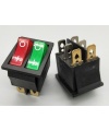 Rocker Switch Red/Green ON/OFF DPST 15A 250VAC Panel Mount, Snap-In