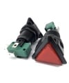 Red Triangle Illuminated Push Button Switch SPDT Momentary 12V
