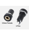 3.5mm 3 Poles Audio Socket Panel Mount Gold Plated with nut