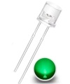 	FLAT TOP Green LED 5mm Clear Lens