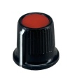 Black body Red Top Knob 16x15mm Shaft 6.4mm