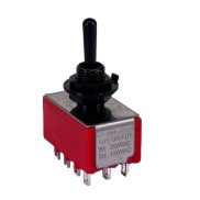 Mini Toggle Switch 1M Series 4PDT On-On-On Black Shaft