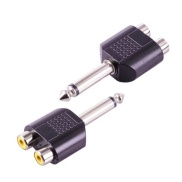 6.35mm 1/4" Male Mono Plug To Dual RCA Female Jack Audio Adapter Connector
