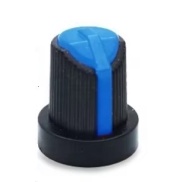 Black Plastic Knob with Blue Pointer 15x17mm