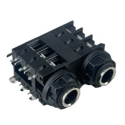 6.35mm 1/4" Stereo Insulated Dual Socket Jack 12 PCB Pins