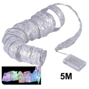5M Silver Ribbon Decoration Christmas Multi color LED Lights IP65
