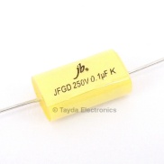 0.1uF 250V 105C 10% Axial Flat Oval Metallized Polypropylene Capacitor
