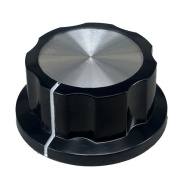 Boss Style Silver Top Black Knob 45mm