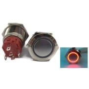 illumination Red LED Ring Metal Waterproof Push Button Switch Momentary 19mm
