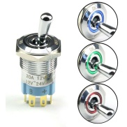 illuminated Toggle Switch ON-OFF SPST Tri-Color Red/Green/Blue LED