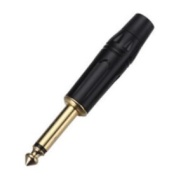 6.35mm 1/4" Audio Mono Plug Connector Male Black Rubber Gold plated