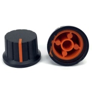 Black Knob Orange Pointer 16x24mm Shaft Diameter 6.00mm Split Shaft