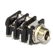 6.35mm 1/4" Stereo Insulated Switched Cylindrical Socket Jack PCB Pins