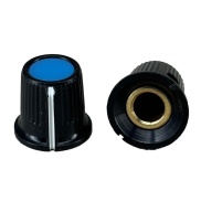 Black body Blue Top Knob 16x15MM Shaft 6.4mm