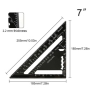 	7 Inch Black Triangle Ruler Measuring Tool Aluminum Alloy