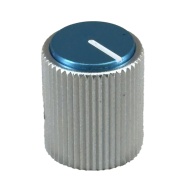 Aluminum Silver Body Blue Cap Knob 12.5x15mm Shaft 6.4mm 
