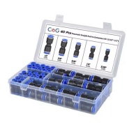 60PCS Air Straight Pneumatic Fittings PU 1/2",3/8",5/6",1/4",5/32"