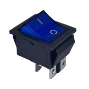 Rocker Switch Blue ON/OFF DPST 16A 250VAC Panel Mount, Snap-In without lamp