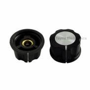 Boss Style Silver Top Black Knob 27mm Shaft Diameter 6mm