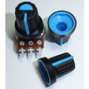 Black Plastic Knob with Blue Pointer