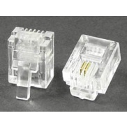 Modular Plug 6P2C RJ11 50 Micron Gold Plate For Flat Cable Clamp