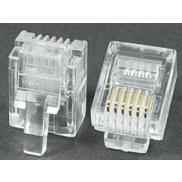 Modular Plug 6P6C RJ12 50 Micron Gold Plate For Round Cable Clamp
