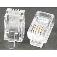 Modular Plug 4P4C RJ9 50 Micron Gold Plate For Flat Cable Clamp
