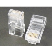 Modular Plug 8P8C RJ45 50 Micron Gold Plate For Round Cable Clamp