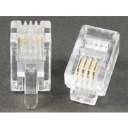 Modular Plug 4P4C RJ9 50 Micron Gold Plate For Round Cable Clamp