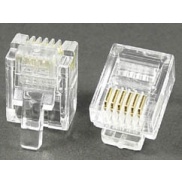 Modular Plug 6P6C RJ12 50 Micron Gold Plate For Flat Cable Clamp