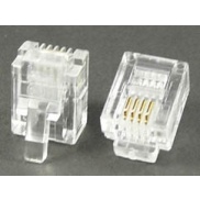 Modular Plug 6P4C RJ11 50 Micron Gold Plate For Round Cable Clamp