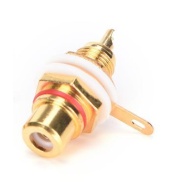 RCA Female Plug Socket Connector Gold plated White Loop Red