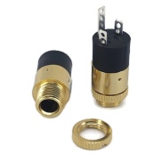 PJ-392 3.5mm Stereo Enclosed Chassis Socket Jack Gold Plated Silver Pins