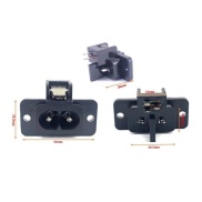 Male AC Power Socket  Connector 2 Pins 2.5A 250V