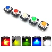 illuminated Tact Switch Yellow LED 12*12mm 7.3mm Through Hole SPST-NO