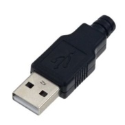 Male Type A USB 2.0 Plug Socket 4 Pin With Black Plastic Cover