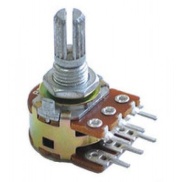 100K OHM Logarithmic Dual Taper Potentiometer SPLINE SHAFT CENTER CLICK 