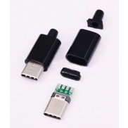Type-C Mirco USB Connectors Jack Male 4 Pin Black Color