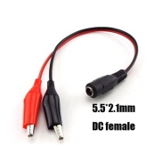 5.5*2.1mm Female plug to Alligator Clips Cable Connector Total Length 25cm