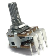 100K OHM Linear Dual Taper Potentiometer Spline Shaft PCB Mount