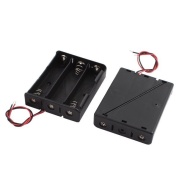 3x18650 Lithium Battery Holder Case Black with Wire Leads