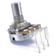 100K OHM Logarithmic Taper Potentiometer PCB Mount Round Shaft Dia: 6.35mm