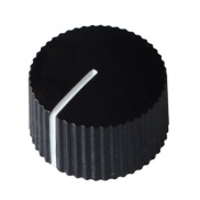 Serrated round pointer Knob Black 20x12mm Shaft Hole 6.35mm