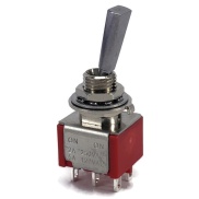 Mini Toggle Switch 1M Series DPDT On-On Flat Lever 