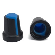 Black Knob Blue Pointer 15x16mm Shaft Diameter 6.00mm Split Shaft