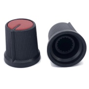 Black Knob Red Top 15x15mm Shaft Diameter 6.00mm Split Shaft