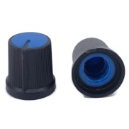 Black Knob Blue Top 15x15mm Shaft Diameter 6.00mm Split Shaft