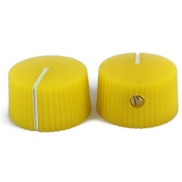 Serrated round pointer Knob Yellow 20x12mm Shaft Hole 6.35mm