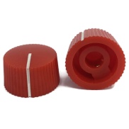 Serrated round pointer Knob Red 20x12mm Shaft Hole 6.35mm